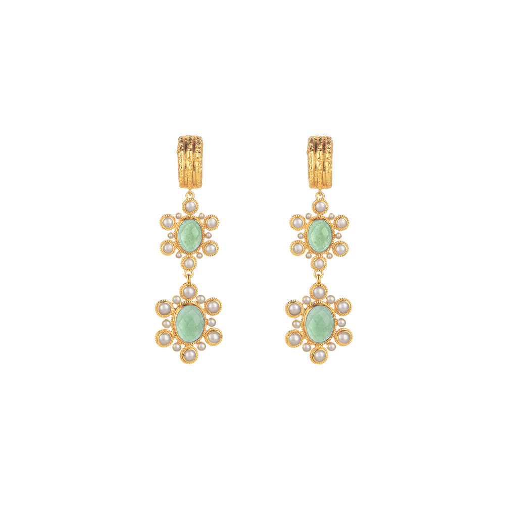 Mademoiselle Earrings Amazonite & Pearl