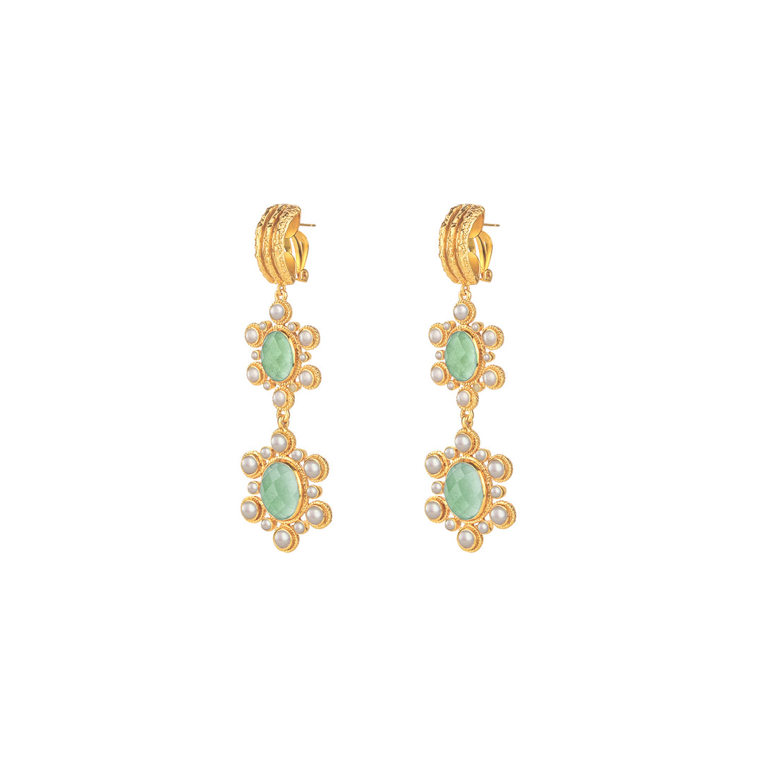 Mademoiselle Earrings Amazonite & Pearl