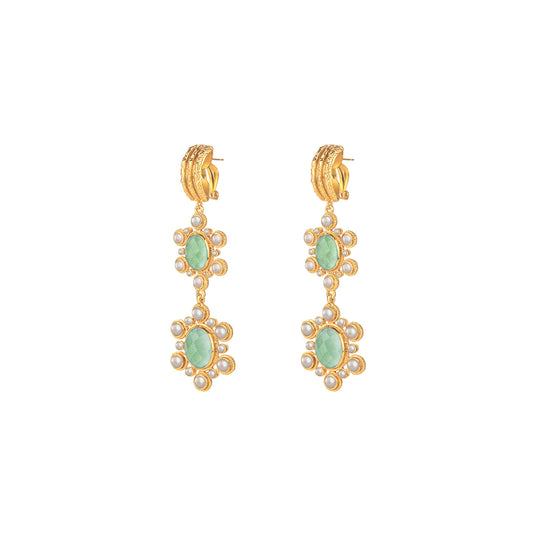 Mademoiselle Earrings Amazonite & Pearl