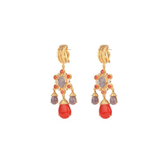 Gypsy Earrings Amethyst, Red Agate & Pearl