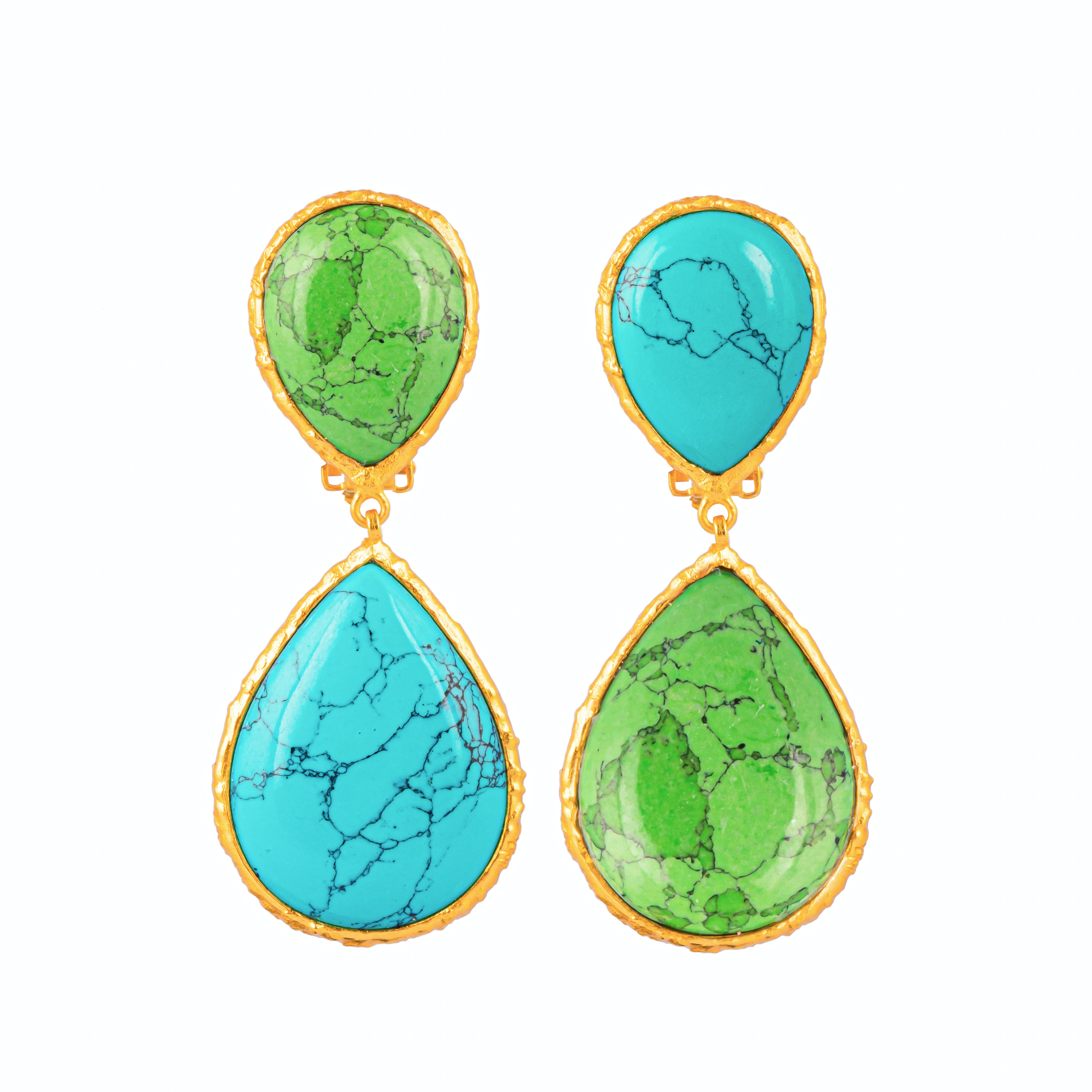 Malibu Earrings Turquoise & Green Turquoise
