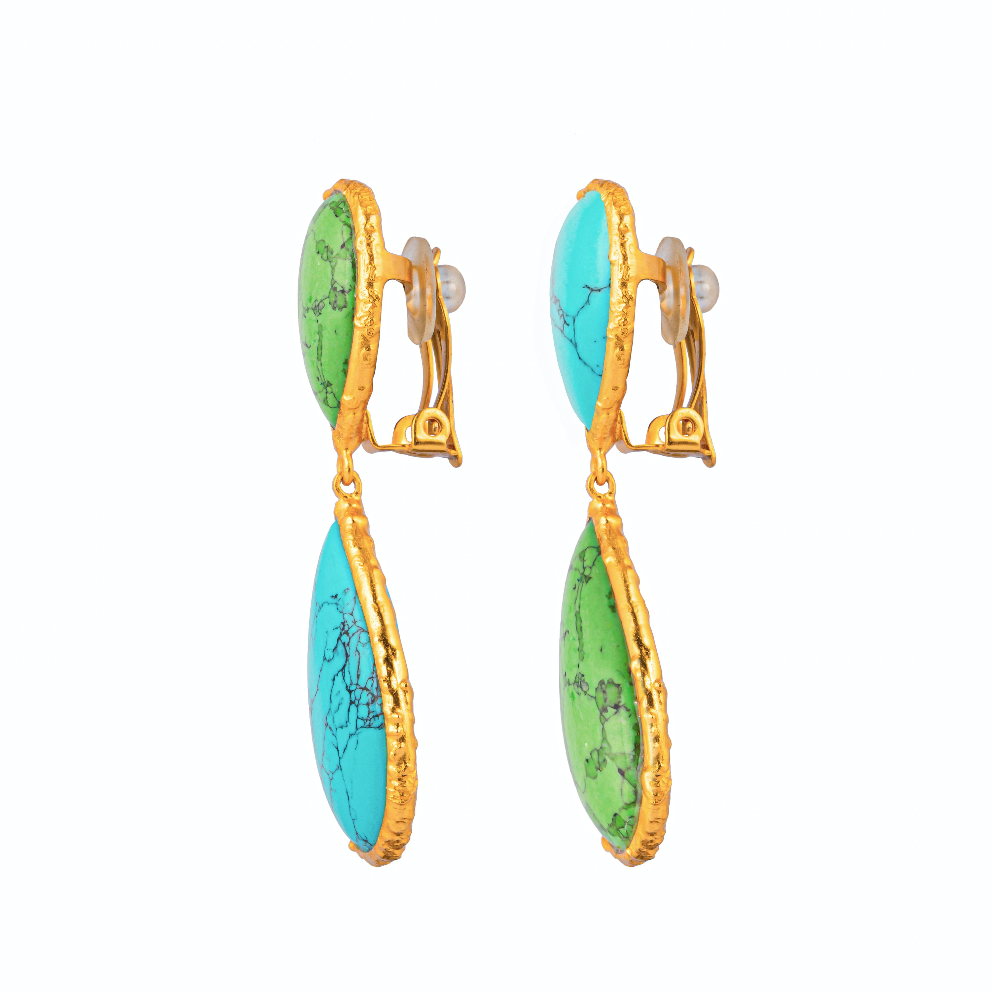 Malibu Earrings Turquoise & Green Turquoise