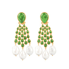 Euphoria Earrings Green Turquoise & Baroque Pearls