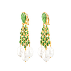 Euphoria Earrings Green Turquoise & Baroque Pearls