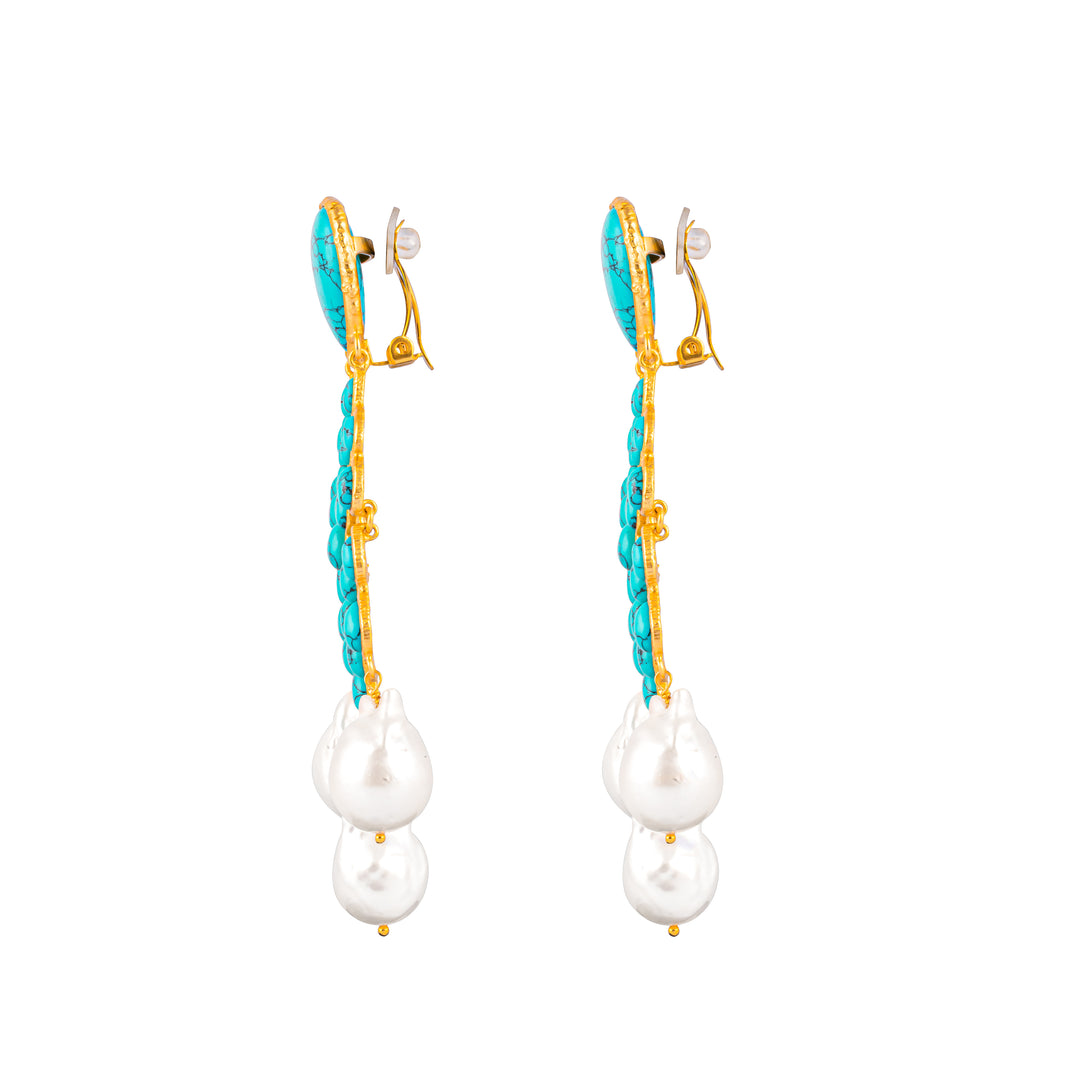 Euphoria Earrings Turquoise &amp; Baroque Pearls