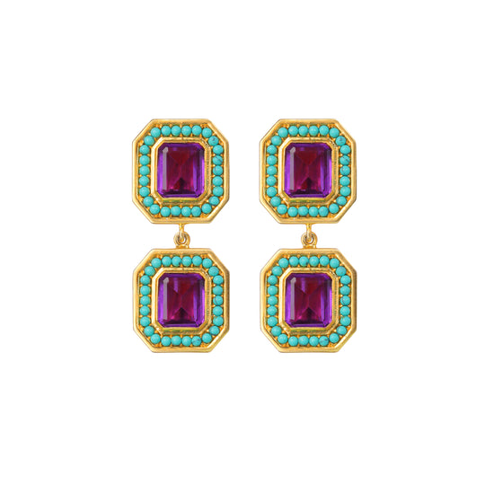 Jenny Earrings Amethyst &amp; Turquoise