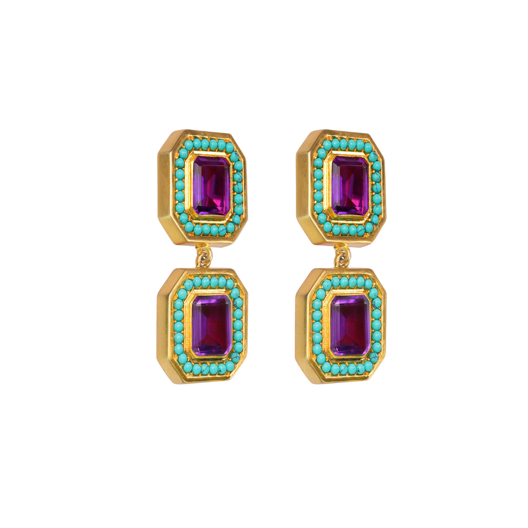 Jenny Earrings Amethyst &amp; Turquoise