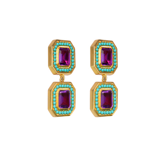 Jenny Earrings Amethyst &amp; Turquoise