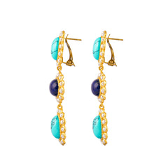 Oceana Earrings Turquoise, Lapis & Pearls