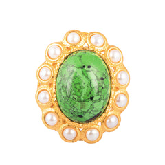 Oceana Ring Green Turquoise & Pearls