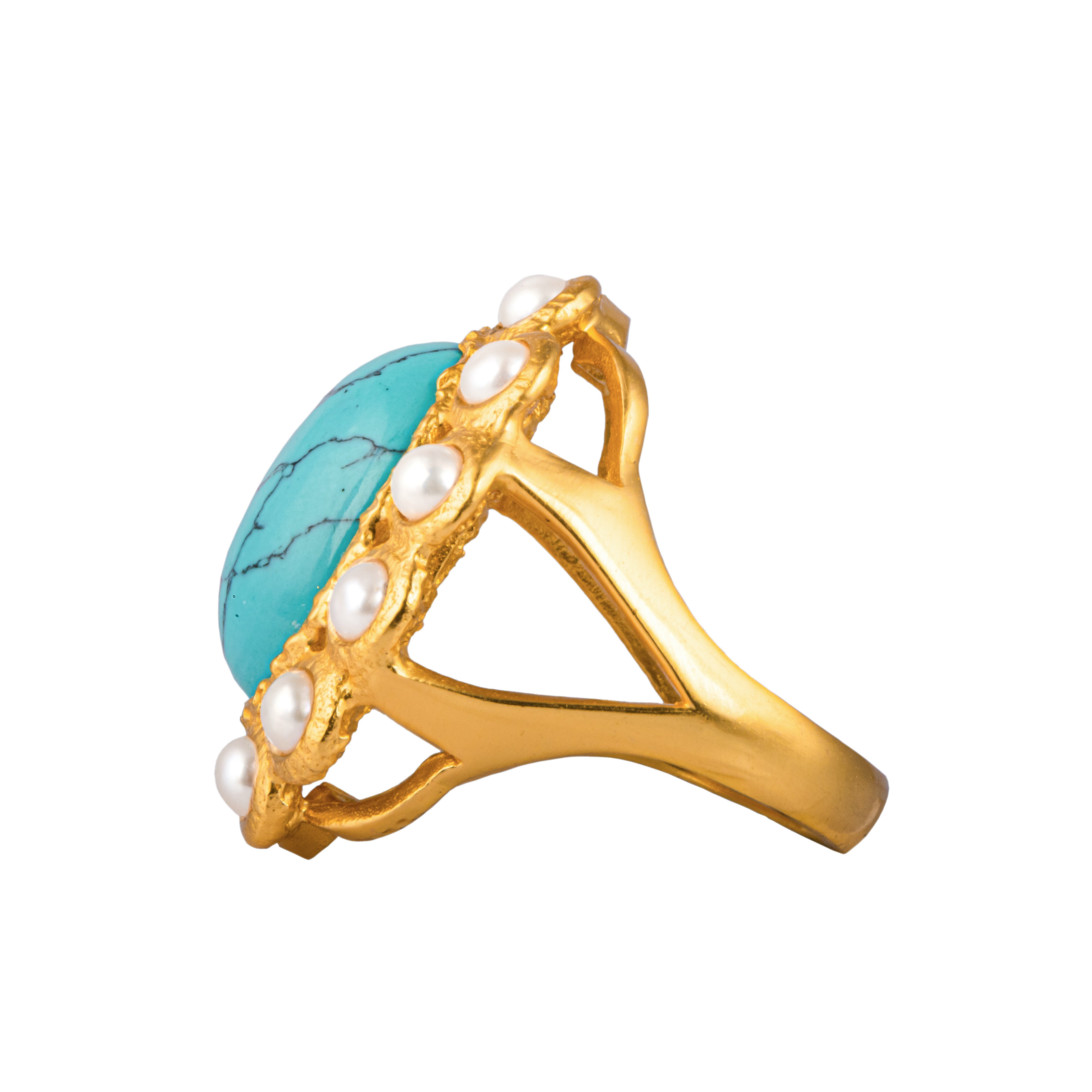 Oceana Ring Turquoise & Pearls