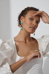 Oceana Earrings Turquoise, Lapis & Pearls