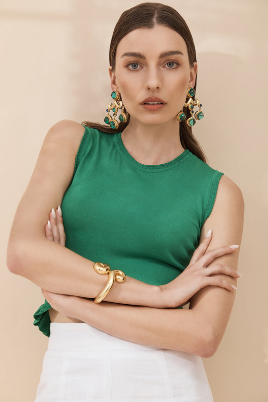 Villa Earrings Emerald Green Quartz & Blue Sapphire Quartz