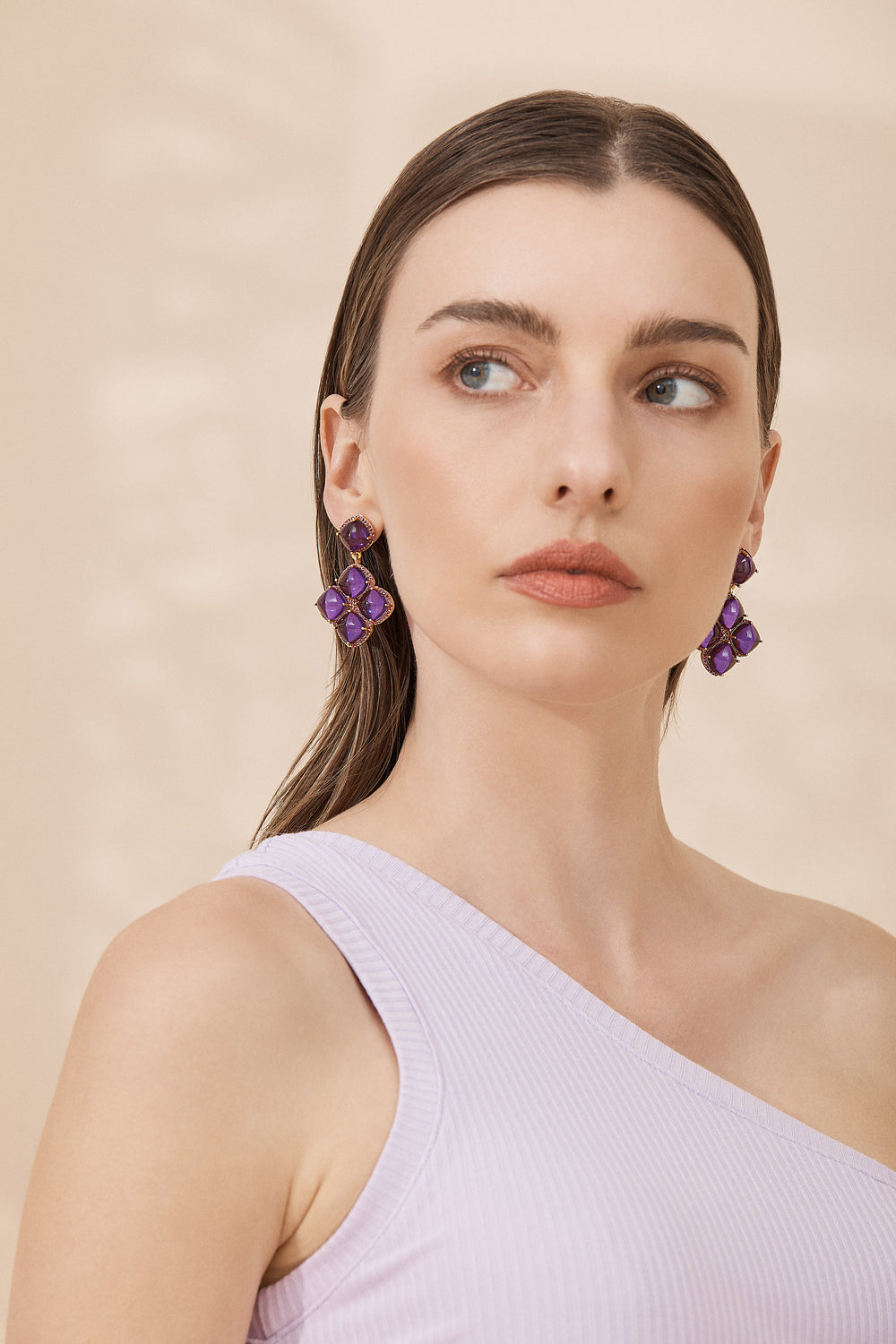 Cecilia Earrings Amethyst Quartz & Pink Quartz