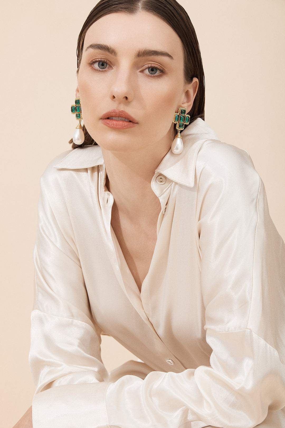 Rosa Earrings Emerald Green Quartz