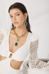 Santorini Necklace Topaz Quartz & Sapphire Quartz