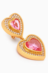 Diva Earrings Rose Quartz & Clear Crystal