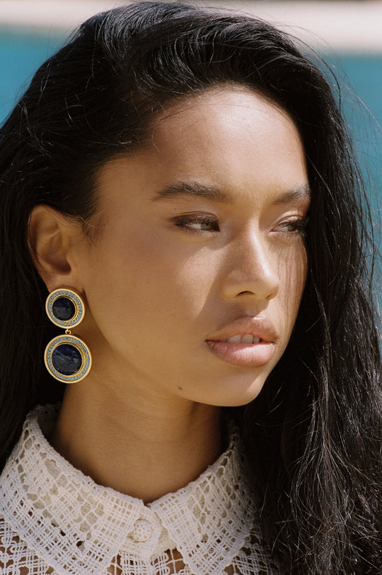 Aloha Earrings Sodalite & Topaz Quartz
